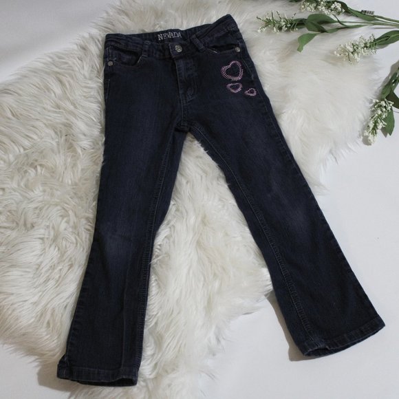 Nevada Pink Heart Embroidery Girls Blue Jean Pan - Picture 1 of 9